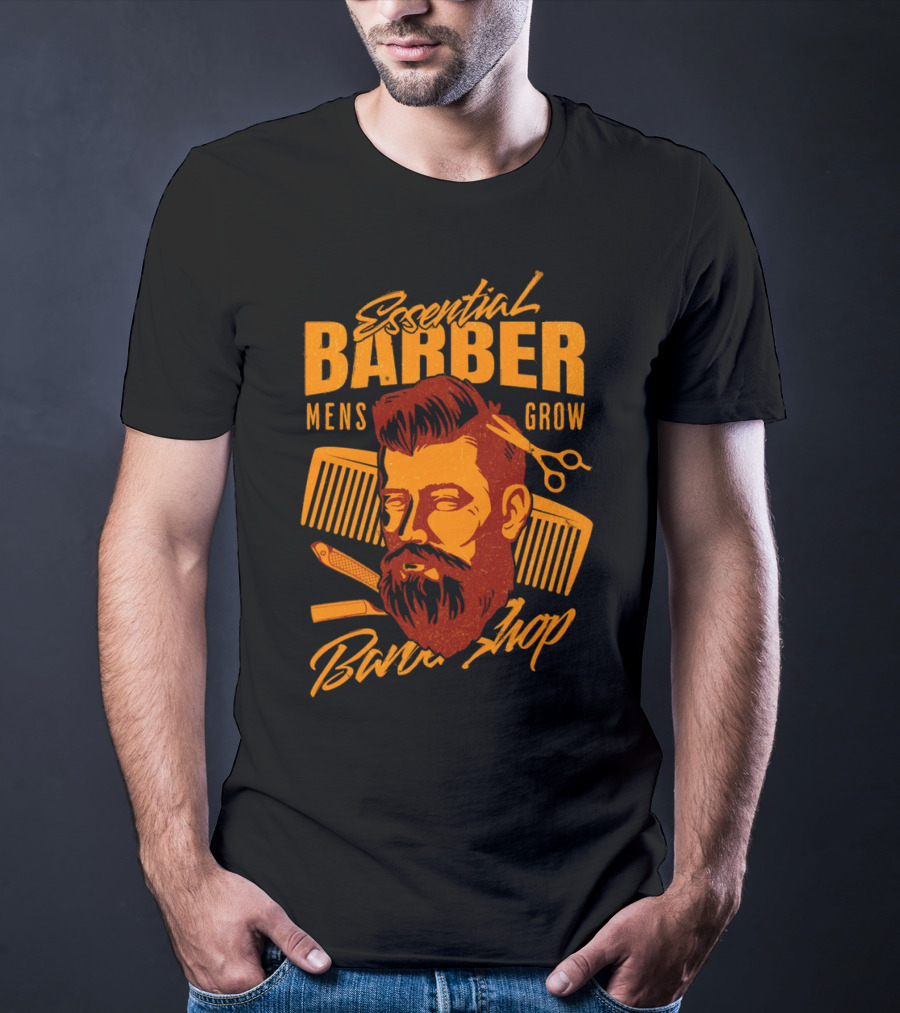 Essential Barber Mens Grow Barber Shop T-Shirt