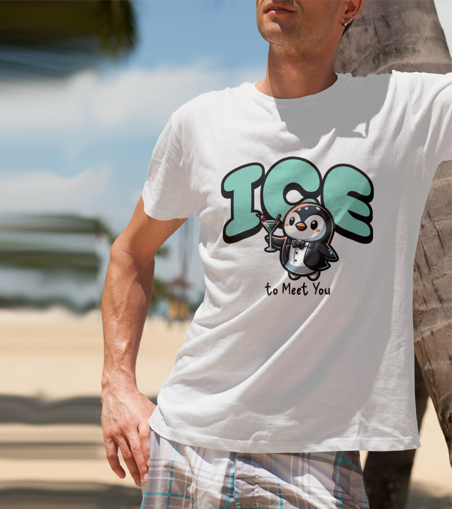 ICE To Meet You Penguin Martini Charm T-Shirt