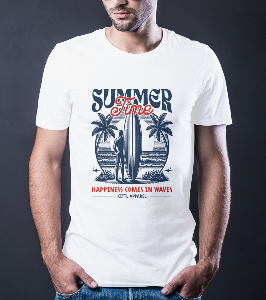 Summer Time Happiness Comes In Waves Kittl T-Shirt