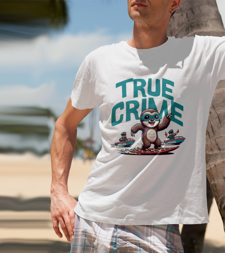 True Crime Sloth Surfing Police Chase T-Shirt