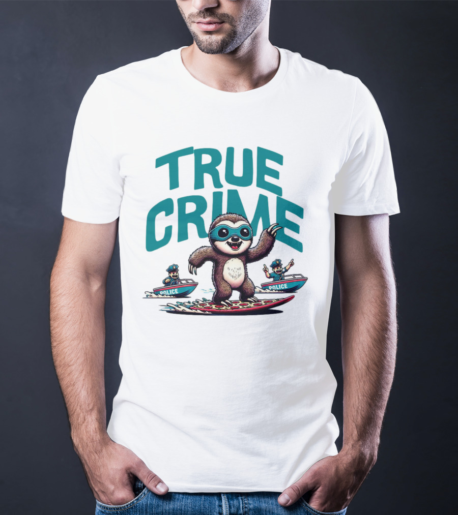 True Crime Sloth Surfing Police Chase T-Shirt