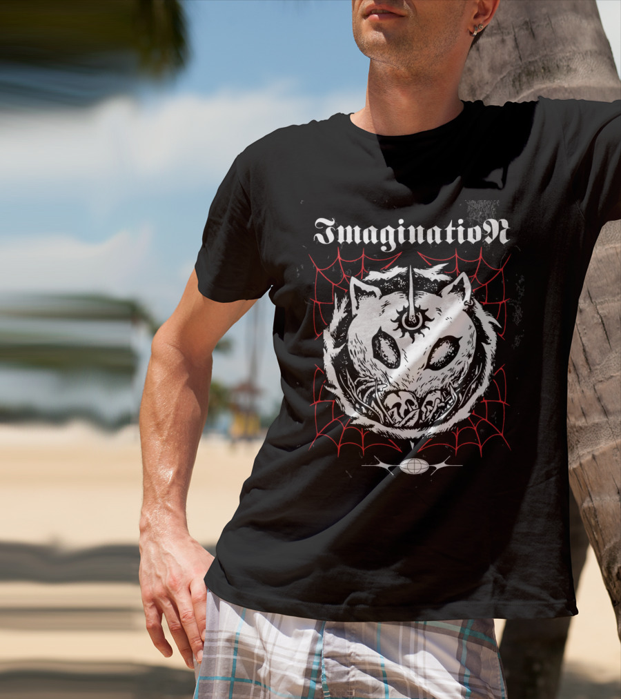 Imagination Fantasy Beast With Unicorn Horn And Spider Webs T-Shirt