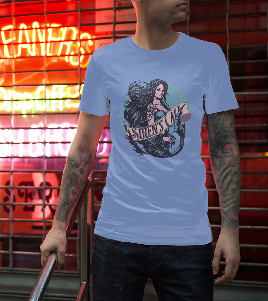 Siren's Call Mermaid Tattoo Ocean Waves T-Shirt