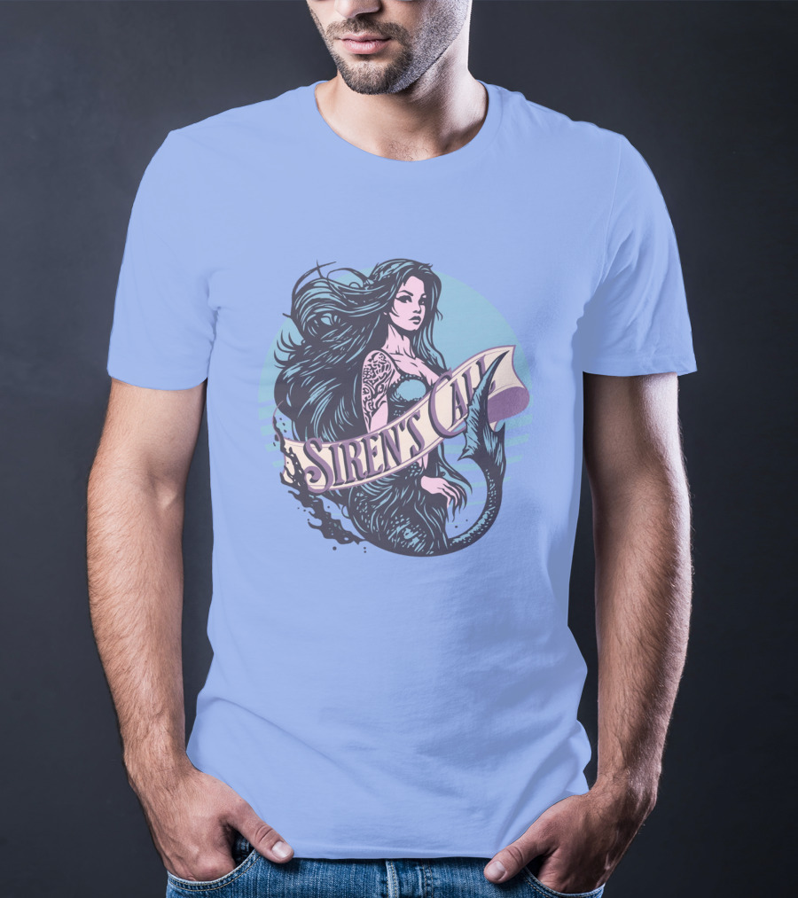 Siren's Call Mermaid Tattoo Ocean Waves T-Shirt