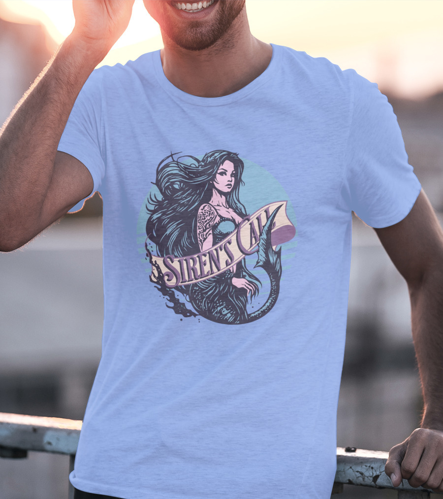 Siren's Call Mermaid Tattoo Ocean Waves T-Shirt