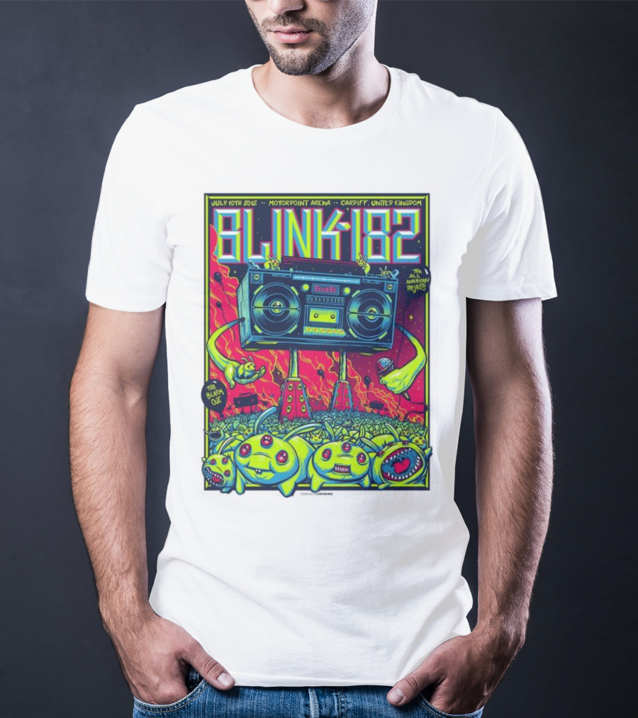 Blink-182 July 10th 2012 Motorpoint Arena Cardiff United Kingdom Boombox Alien Creature T-Shirt