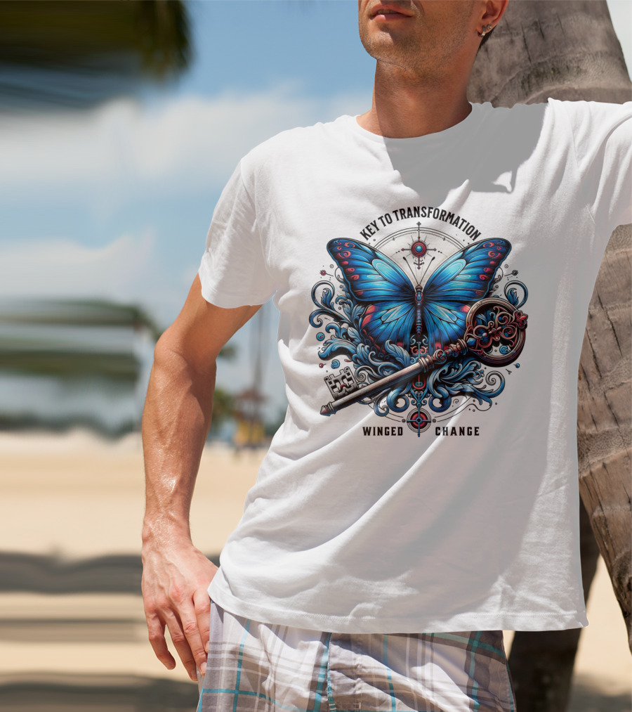 Key To Transformation Winged Change Butterfly And Key T-Shirt
