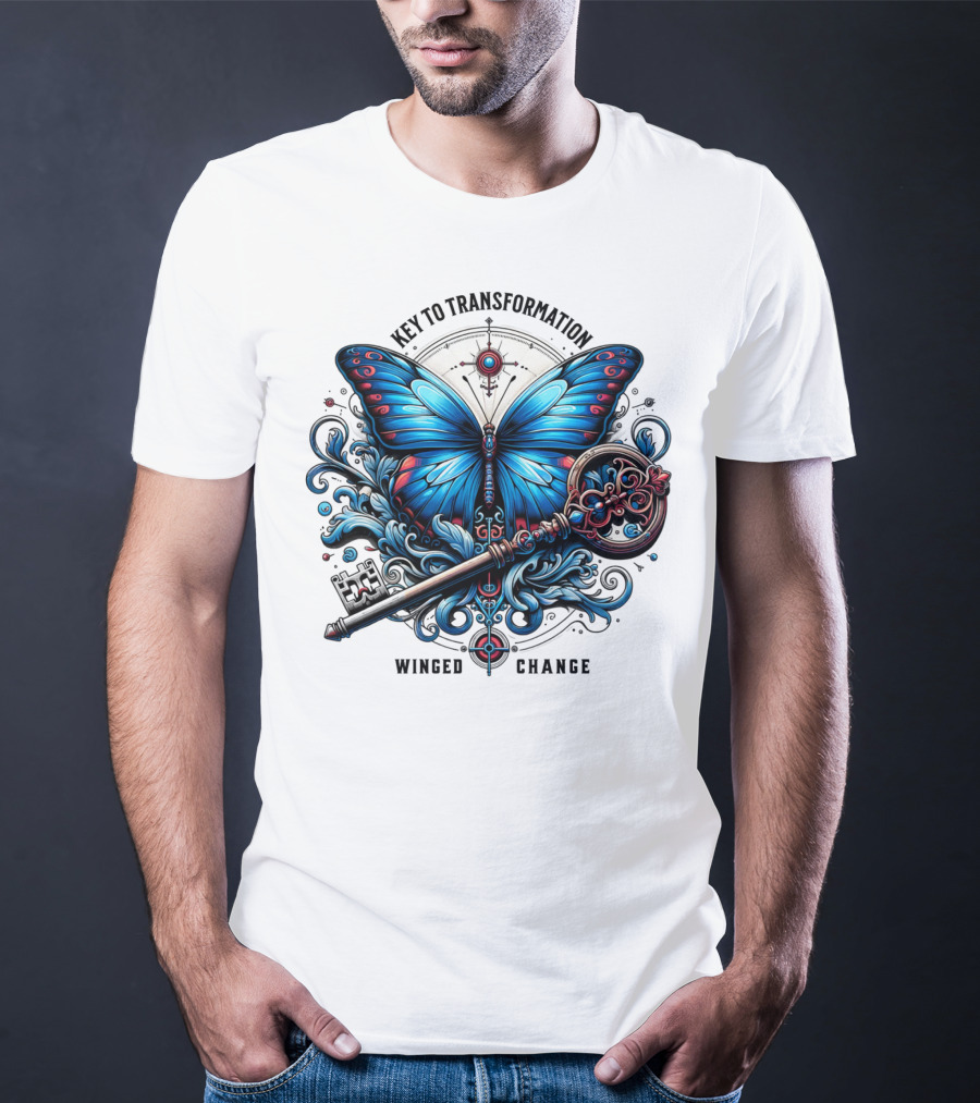 Key To Transformation Winged Change Butterfly And Key T-Shirt