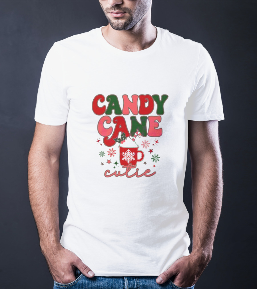 Candy Cane Cutie Mug Cocoa Holiday Oatmeal Natural T-Shirt