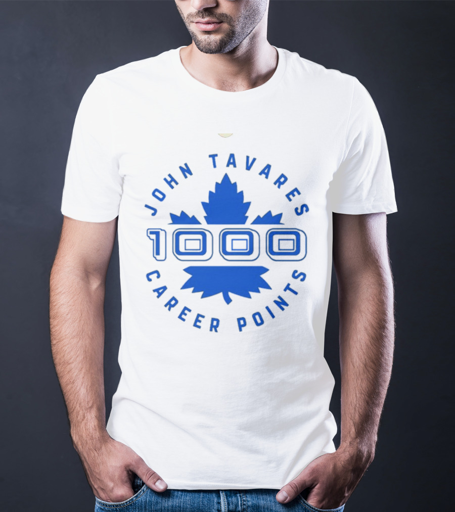 John Tavares 1000 Career Points Maple Leaf Achievement T-Shirt
