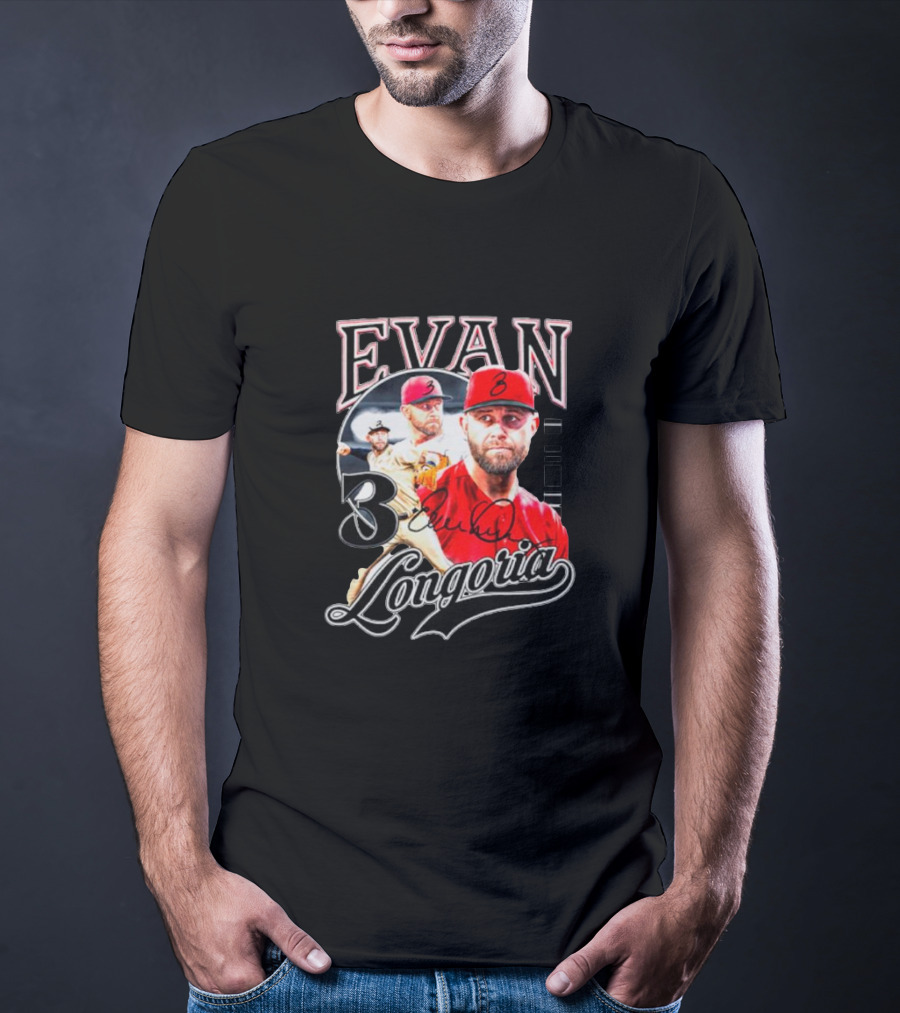 Evan Longoria 3 Arizona Diamondbacks Signature Baseball T-Shirt