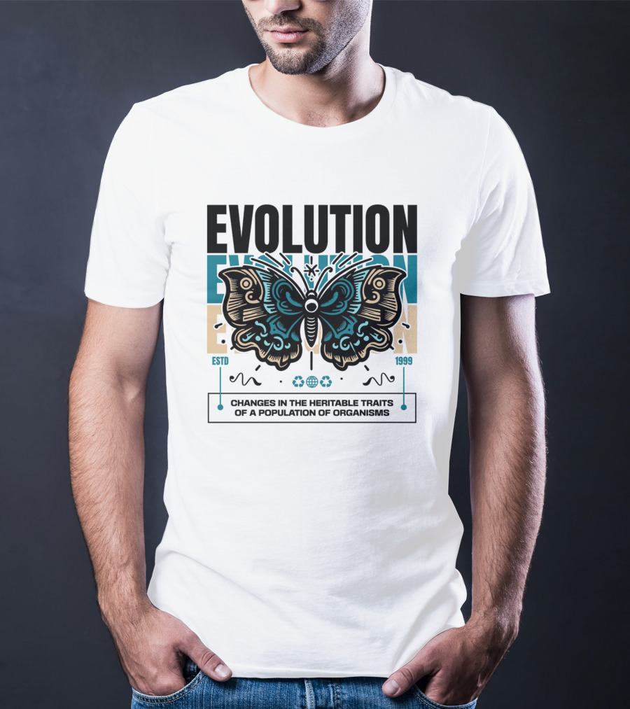 Evolution Butterfly Changes In Heritable Traits ESTD 1999 T-Shirt