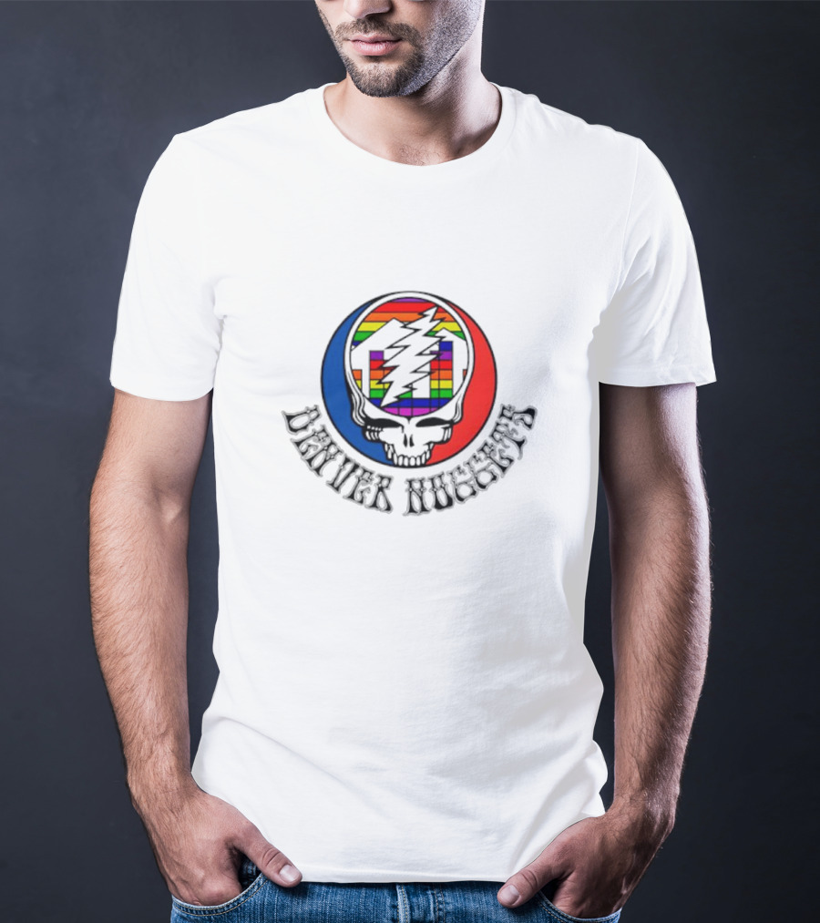 Denver Nuggets Grateful Dead Skull Rainbow Bolt T-Shirt