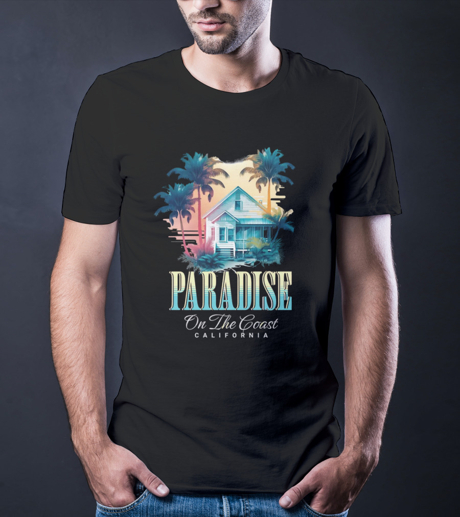 Paradise California Palm Trees Oceanfront Escape T-Shirt