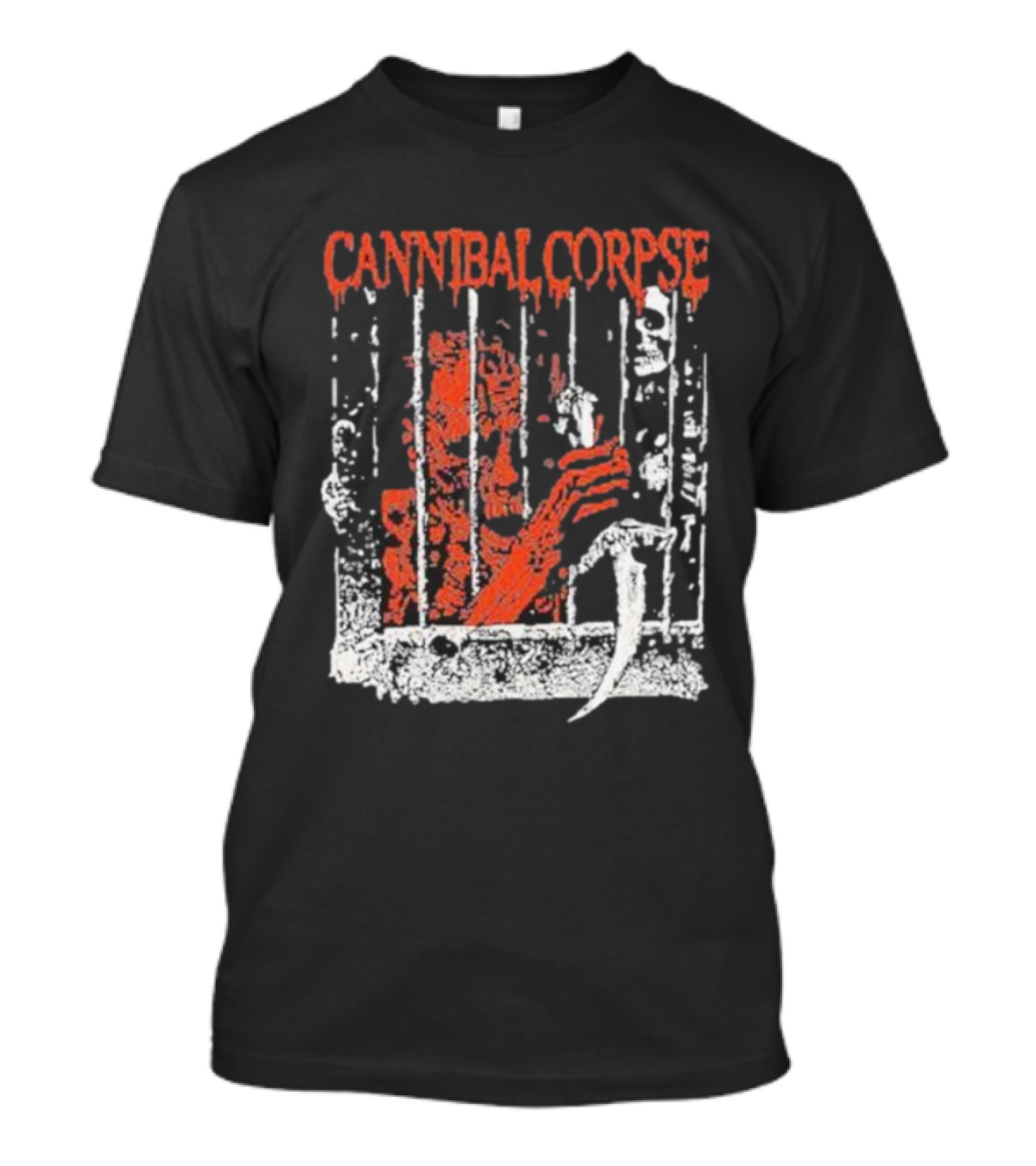 Cannibal Corpse Bloody Kill Cell Prison Bars Skeleton Knife T-Shirt