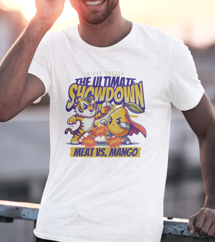 Tiger Tussle The Ultimate Showdown Meat Vs. Mango T-Shirt