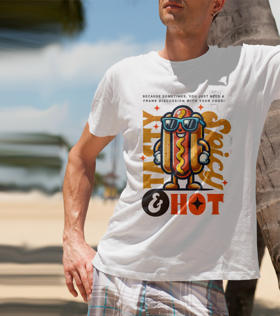 Highly Spicy And Hot Retro Funny Hot Dog Fast Food Mascot Character T-Shirt