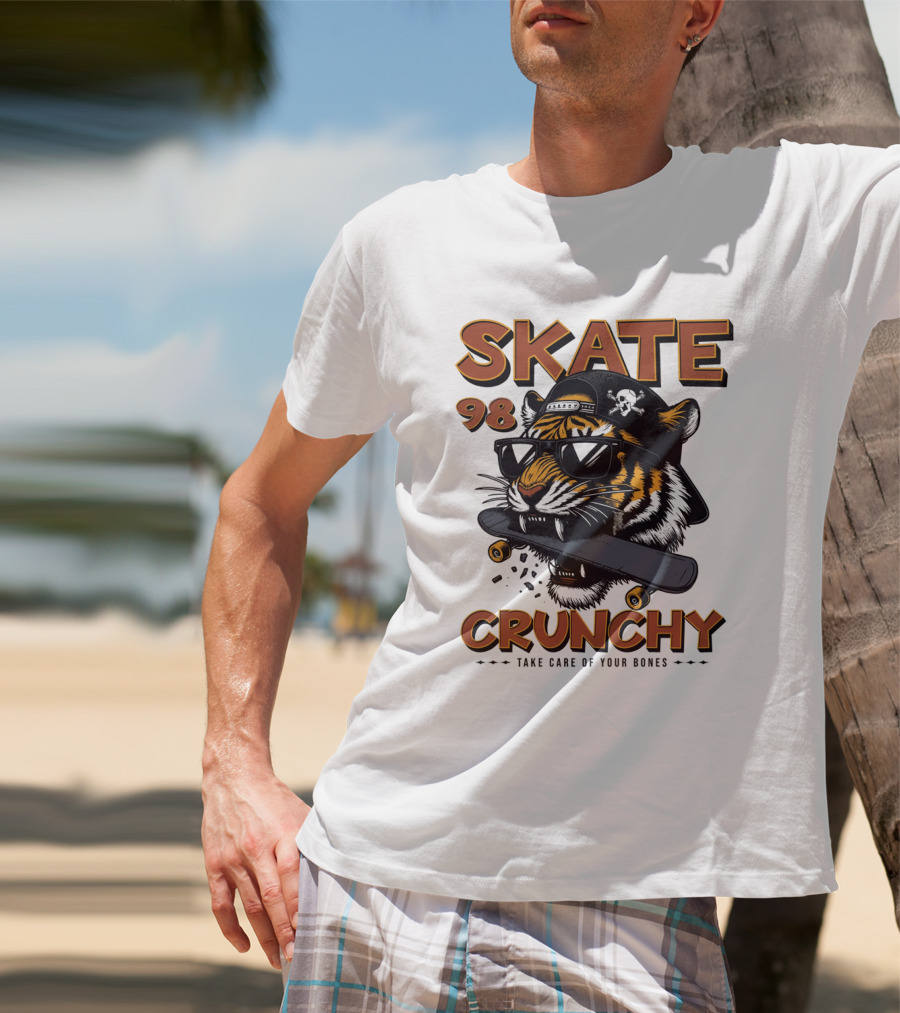 SKATE 98 CRUNCHY Tiger Take Care Of Your Bones T-Shirt