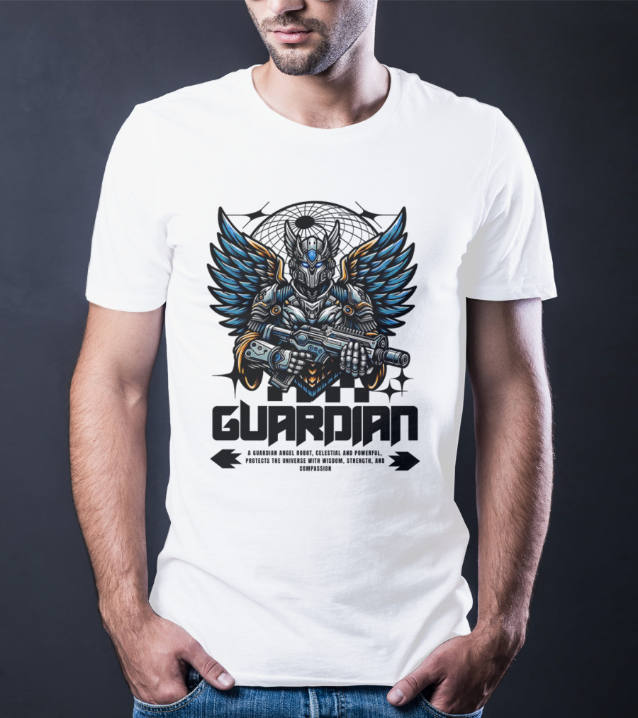 Guardian Angel Robot Celestial And Powerful Protects The Universe With Wisdom Strength And Compassion T-Shirt