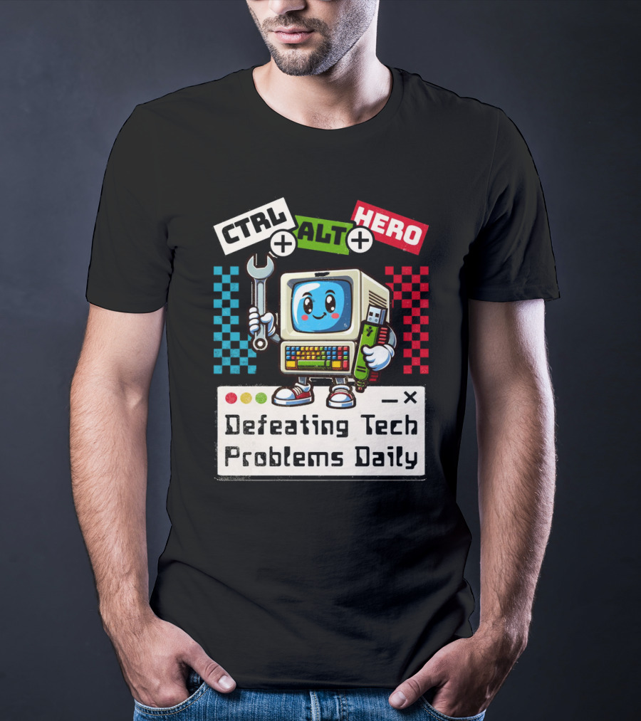CTRL ALT HERO Retro Computer Defeating Tech Problems Daily T-Shirt
