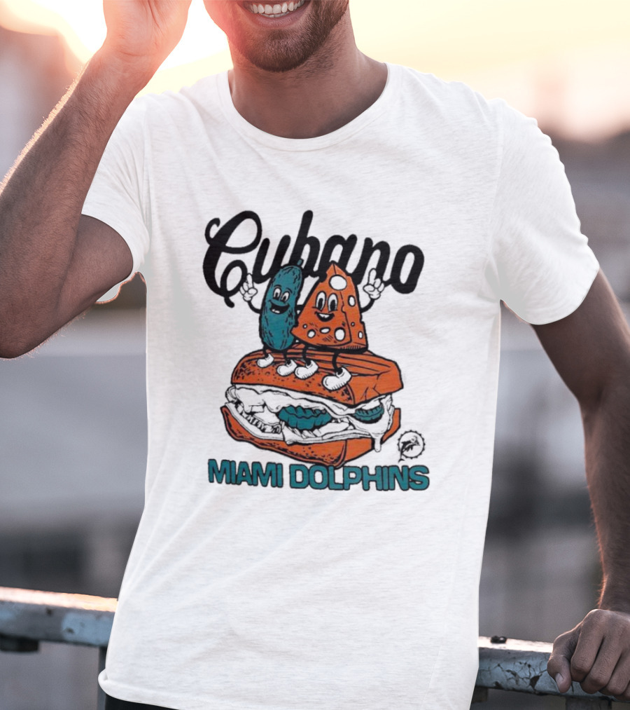 Cubano Miami Dolphins Sandwich Cartoon Characters T-Shirt