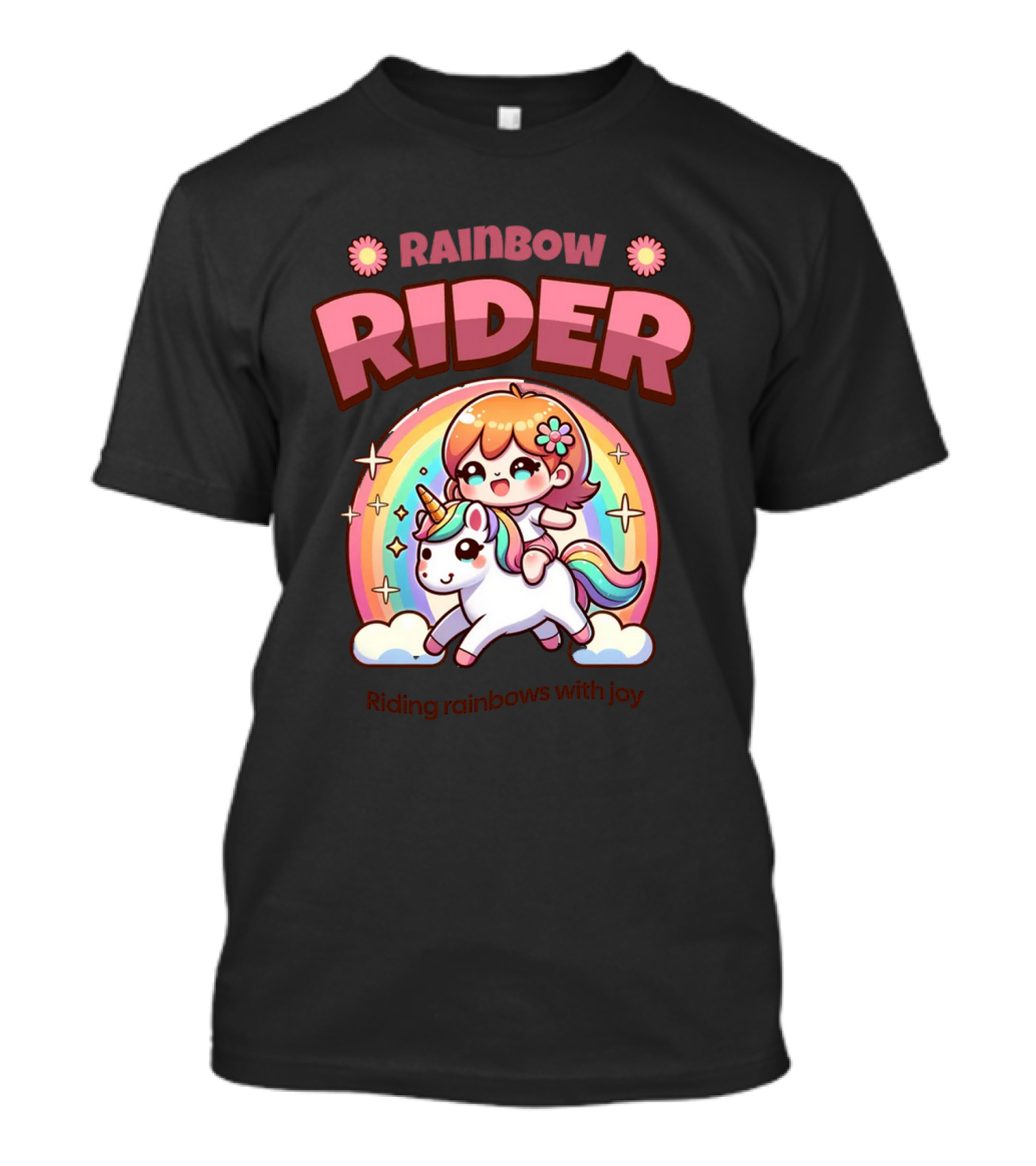Rainbow Rider Riding Rainbows With Joy T-Shirt