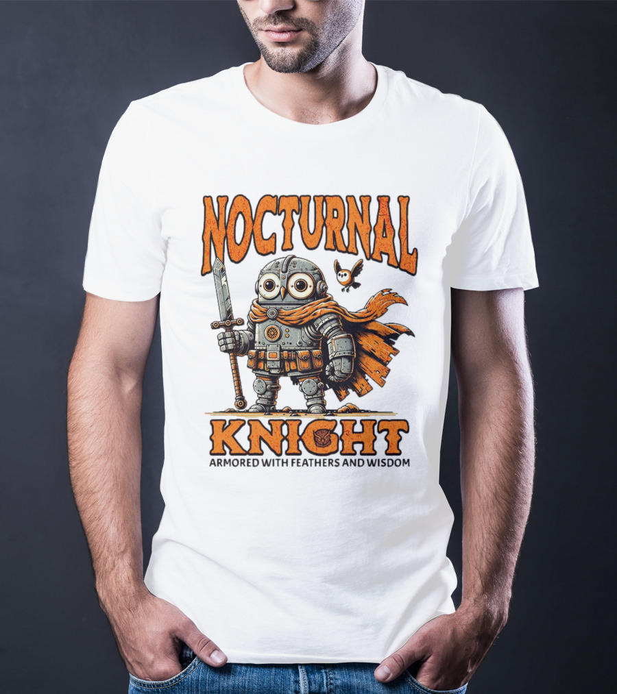 Nocturnal Knight Armored With Feathers And Wisdom Owl T-Shirt