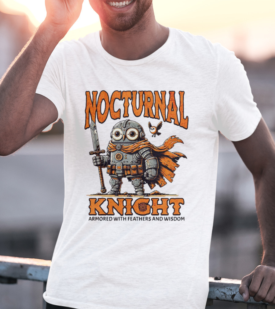 Nocturnal Knight Armored With Feathers And Wisdom Owl T-Shirt