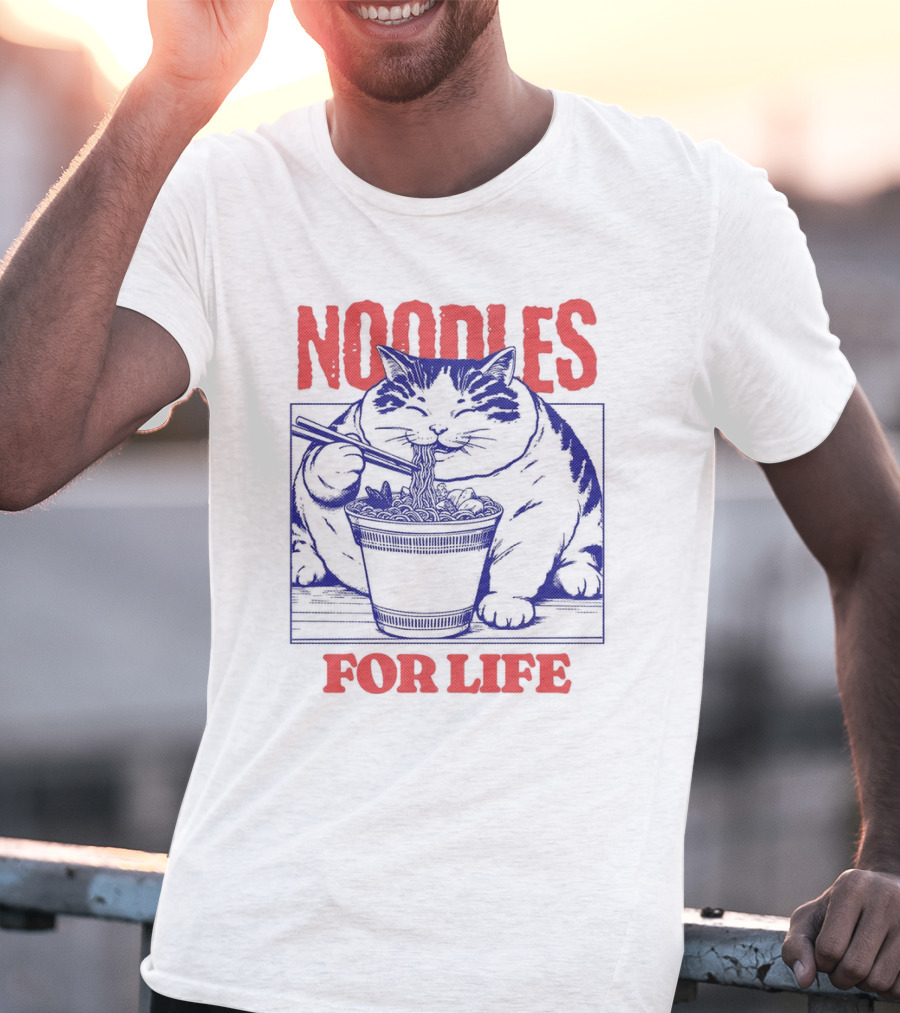 Noodles For Life Cat Eating Ramen T-Shirt