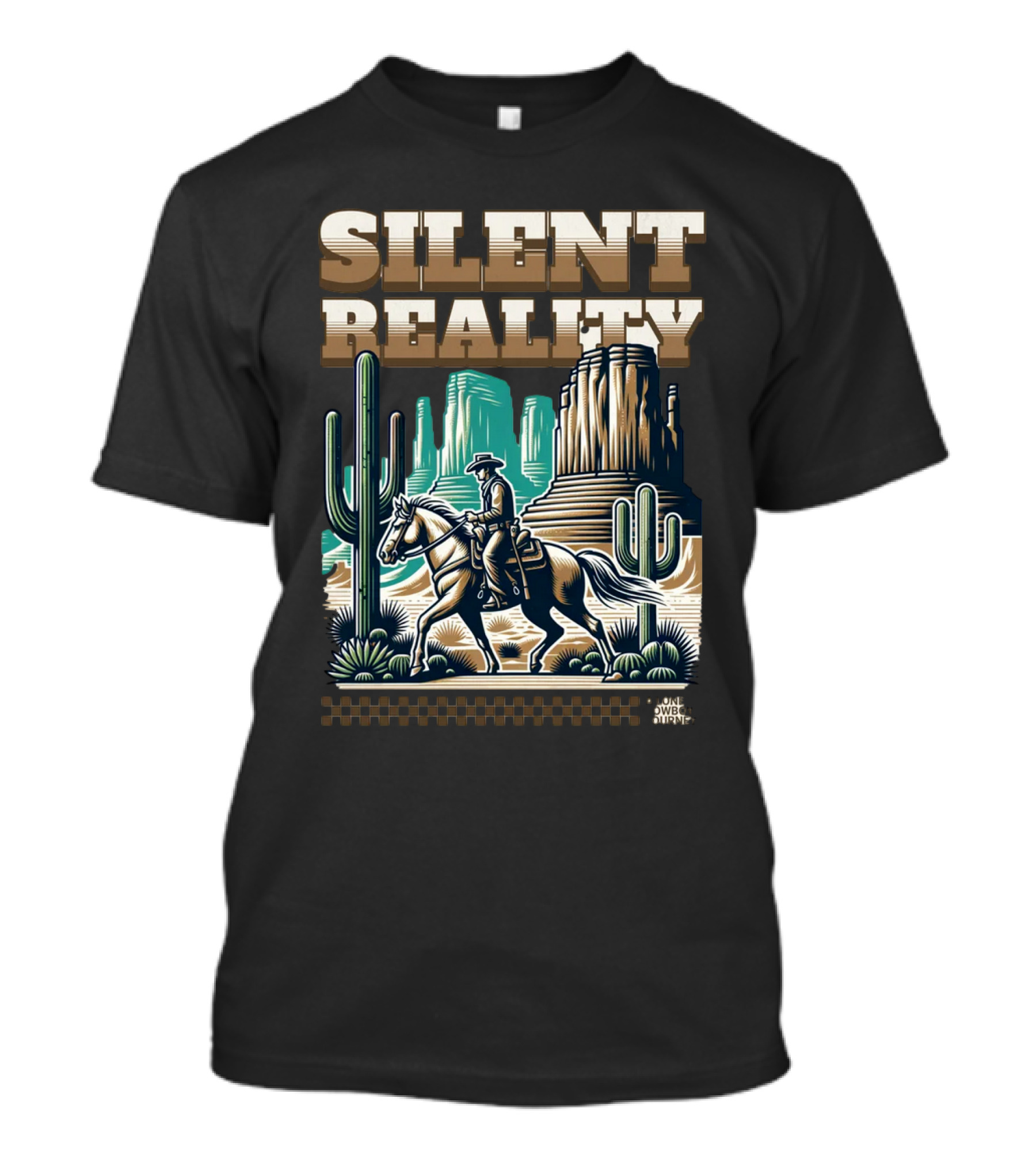 Silent Reality Cowboy Landscape With Cactus And Buttes T-Shirt