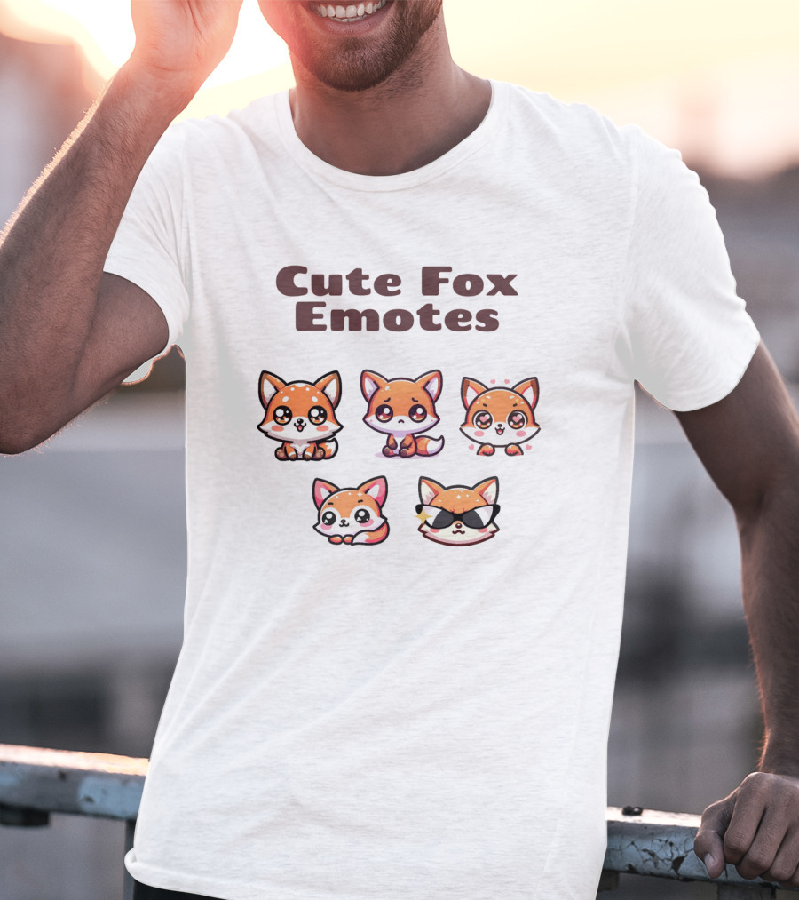 Cute Fox Emotes Collection Playful Expressions T-Shirt
