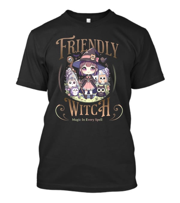 Friendly Witch Magic In Every Spell Kawai Owls Cute Anime T-Shirt