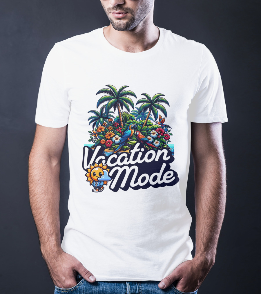 Vacation Mode Tropical Paradise Parrots And Palms T-Shirt