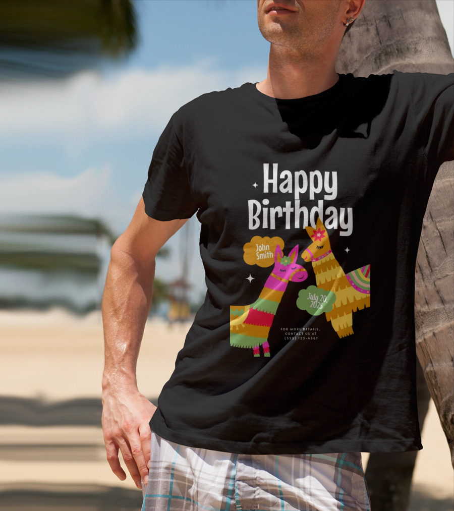 Happy Birthday John Smith Llamas July 20 2025 T-Shirt