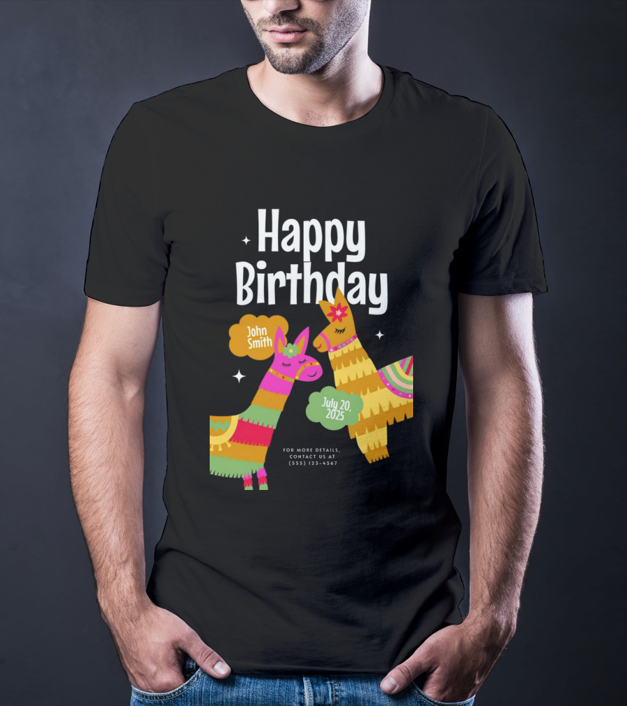 Happy Birthday John Smith Llamas July 20 2025 T-Shirt
