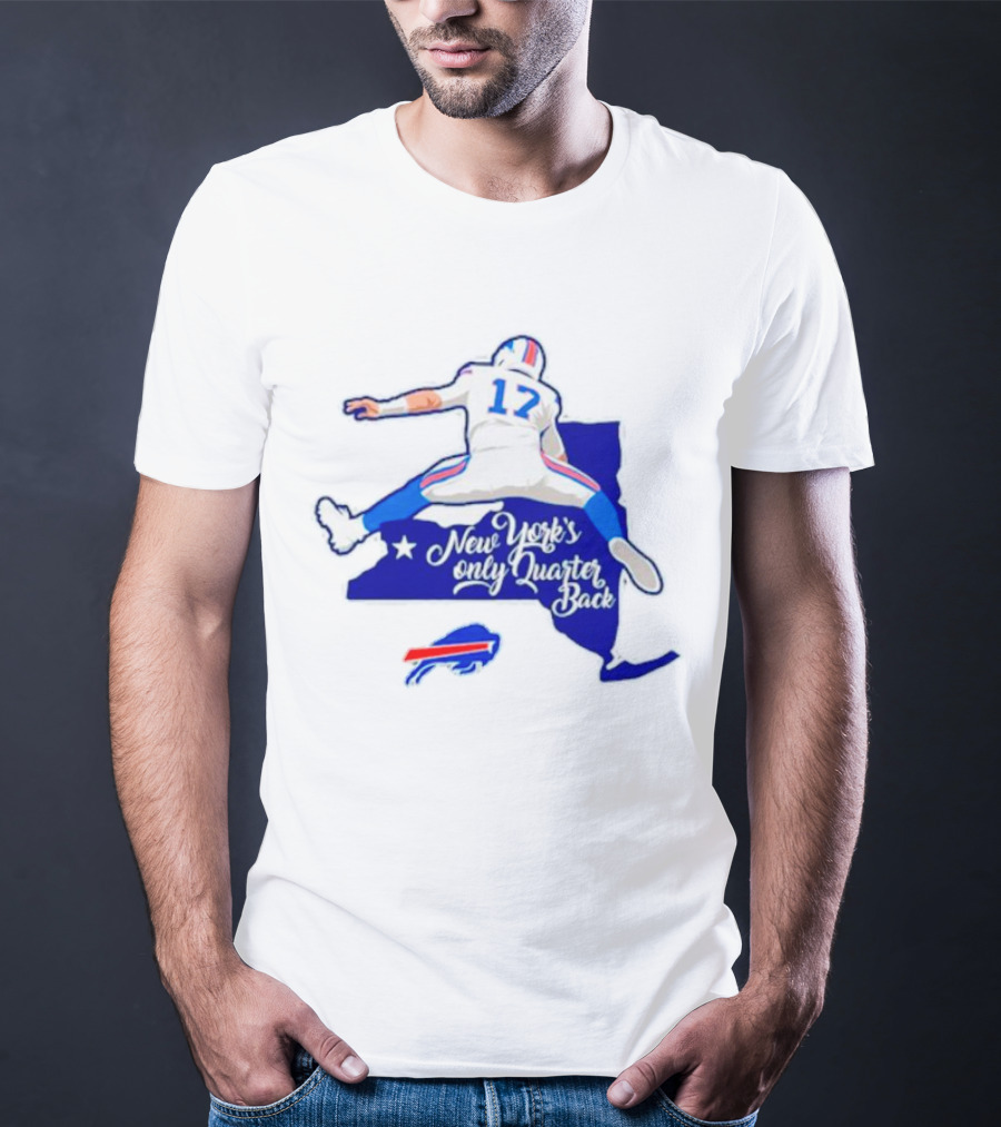 Buffalo Bills 17 New York's Only Quarterback With Iconic Jump And Team Colors T-Shirt