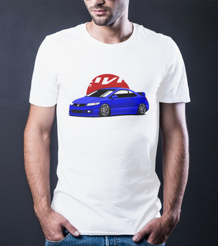 Civic SI JDM Cars Blue Honda With Japanese Characters T-Shirt