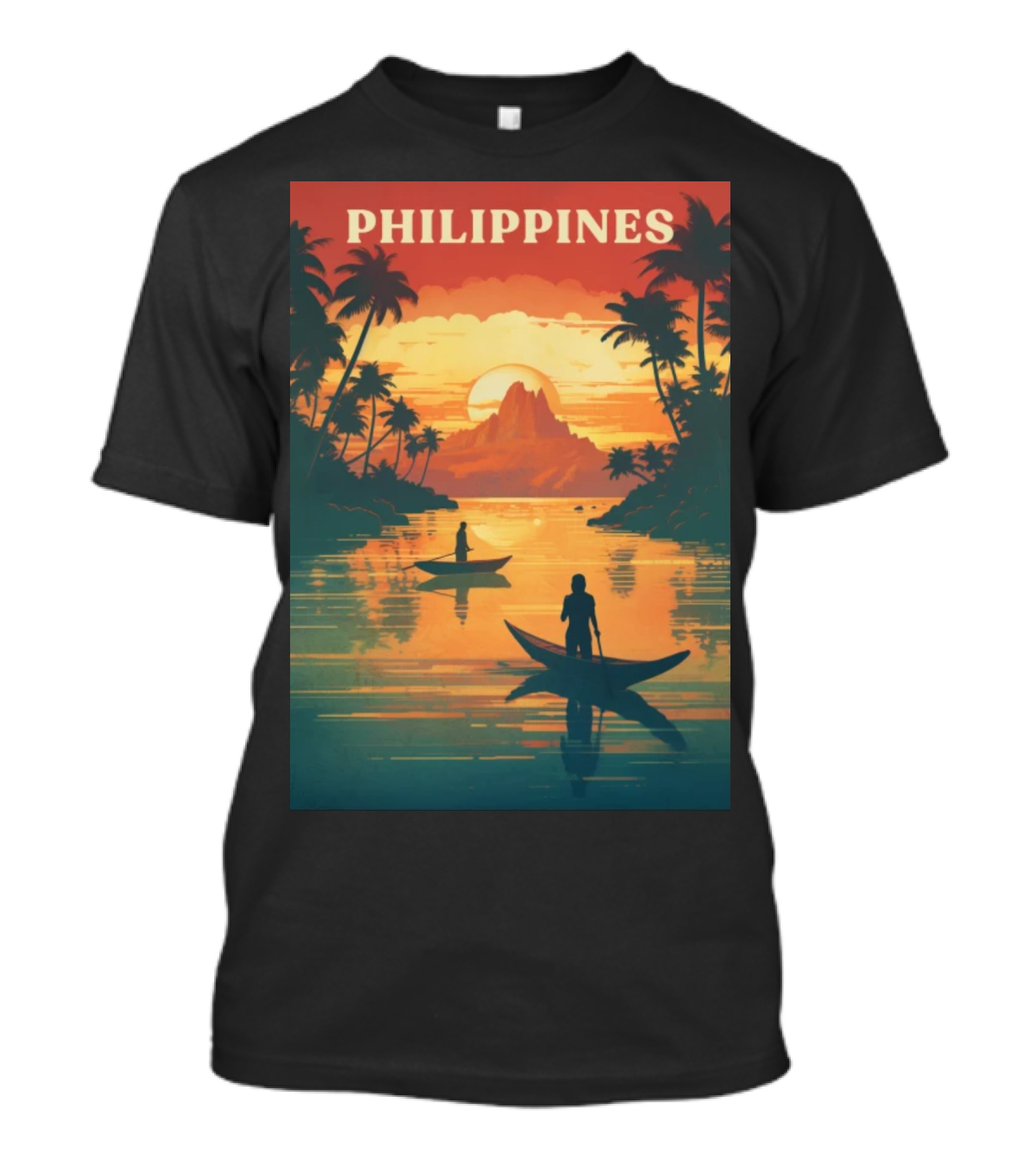 Philippines Sunset Canoe Adventure Tropical Paradise Scene T-Shirt