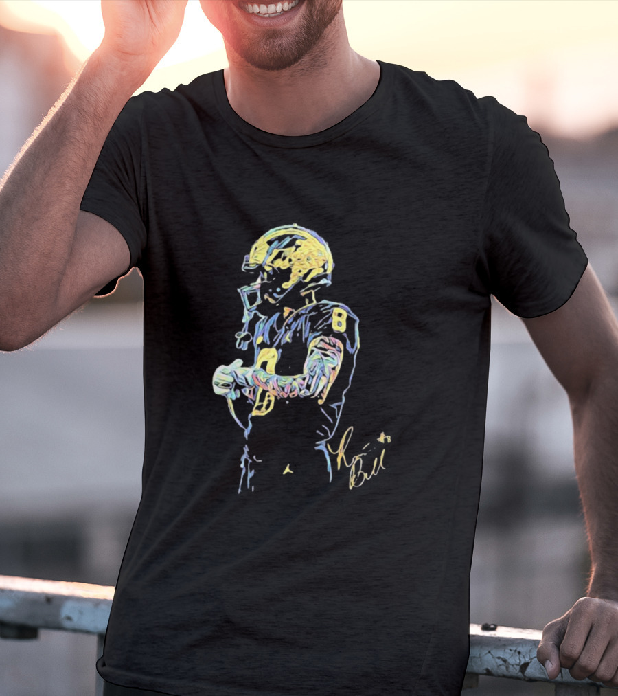 RB8 Signature Football Artwork With Player Number 8 T-Shirt