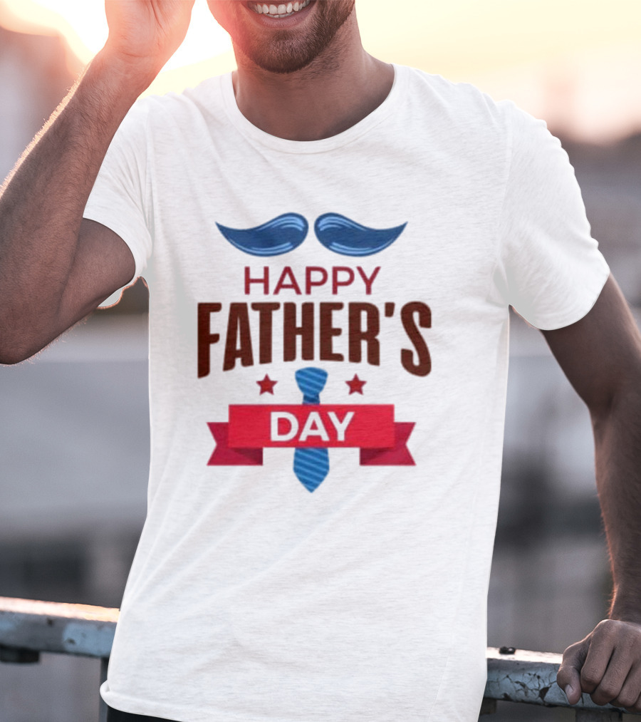 Happy Father's Day Blue Mustache And Tie T-Shirt