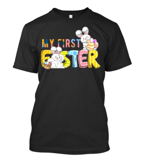 My First Easter Baby Boy Easter Bunny With Colorful Eggs And Bunnies T-Shirt