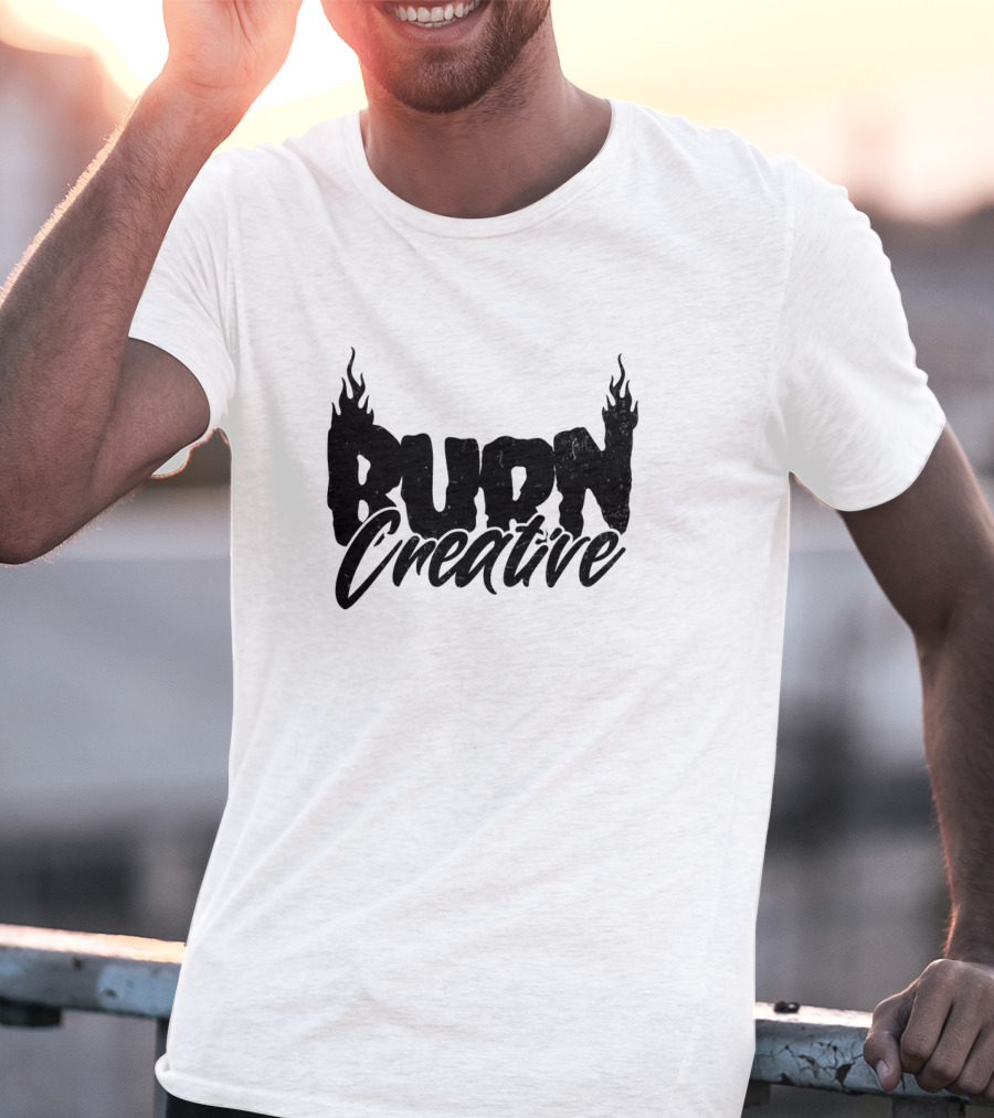 Burn Creative Flame Text T-Shirt