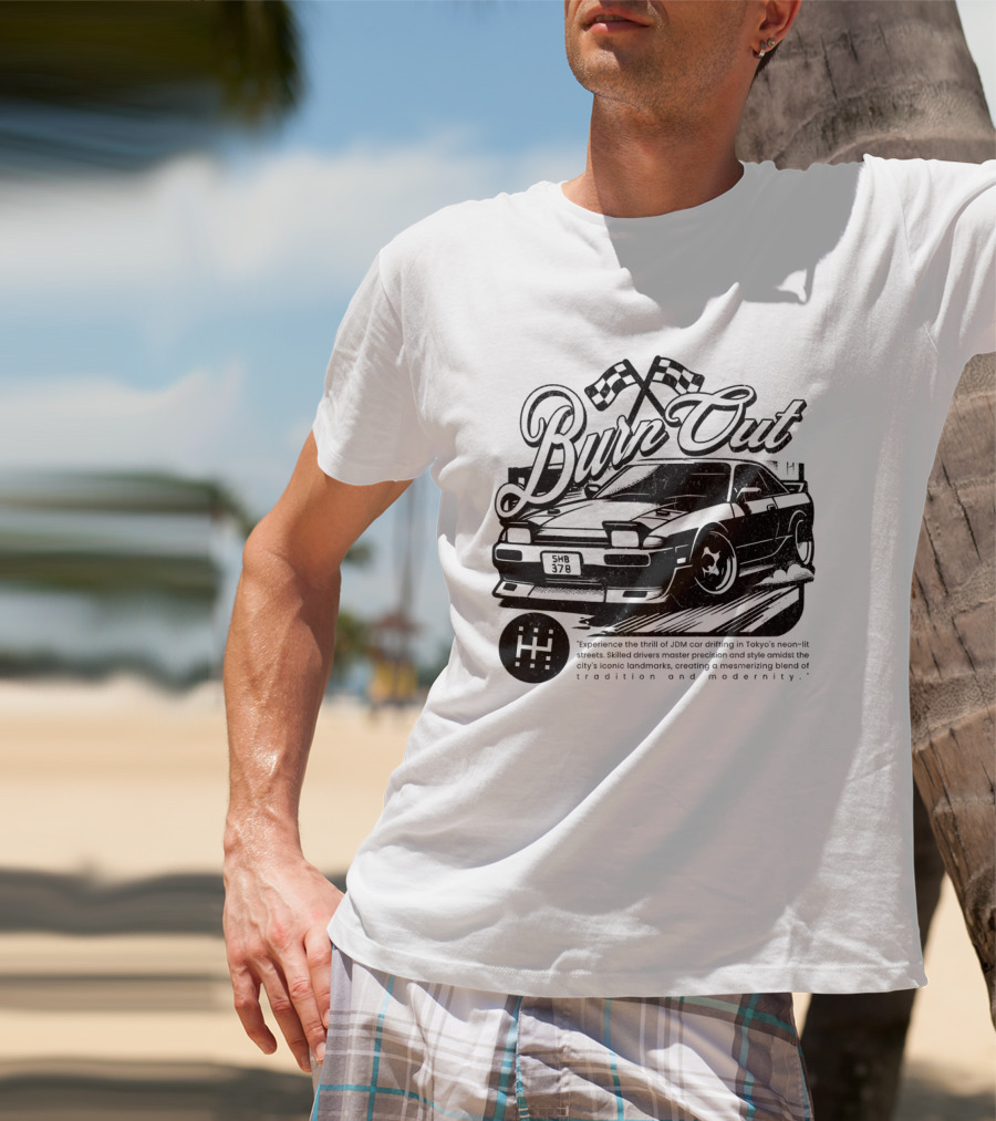 Burn Out JDM Car Drifting Tokyo Streets Tradition And Modernity T-Shirt