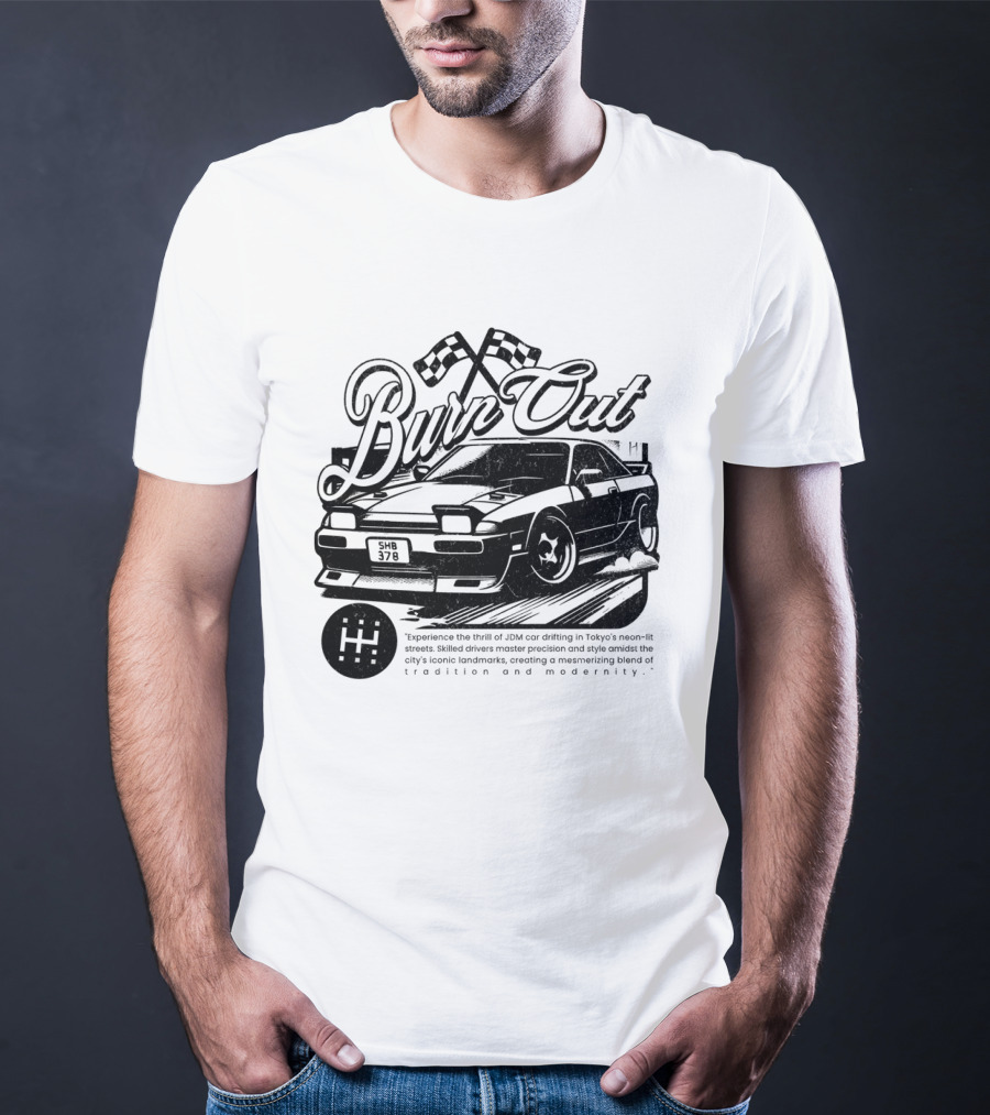 Burn Out JDM Car Drifting Tokyo Streets Tradition And Modernity T-Shirt