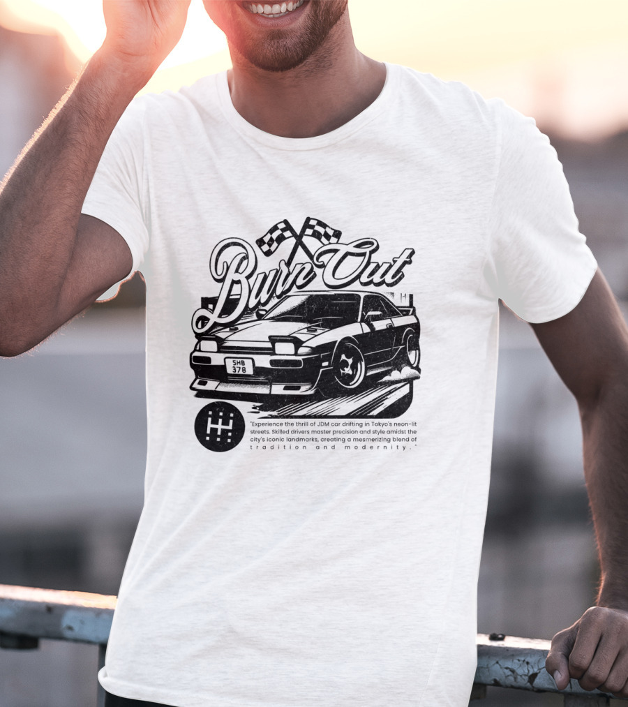 Burn Out JDM Car Drifting Tokyo Streets Tradition And Modernity T-Shirt