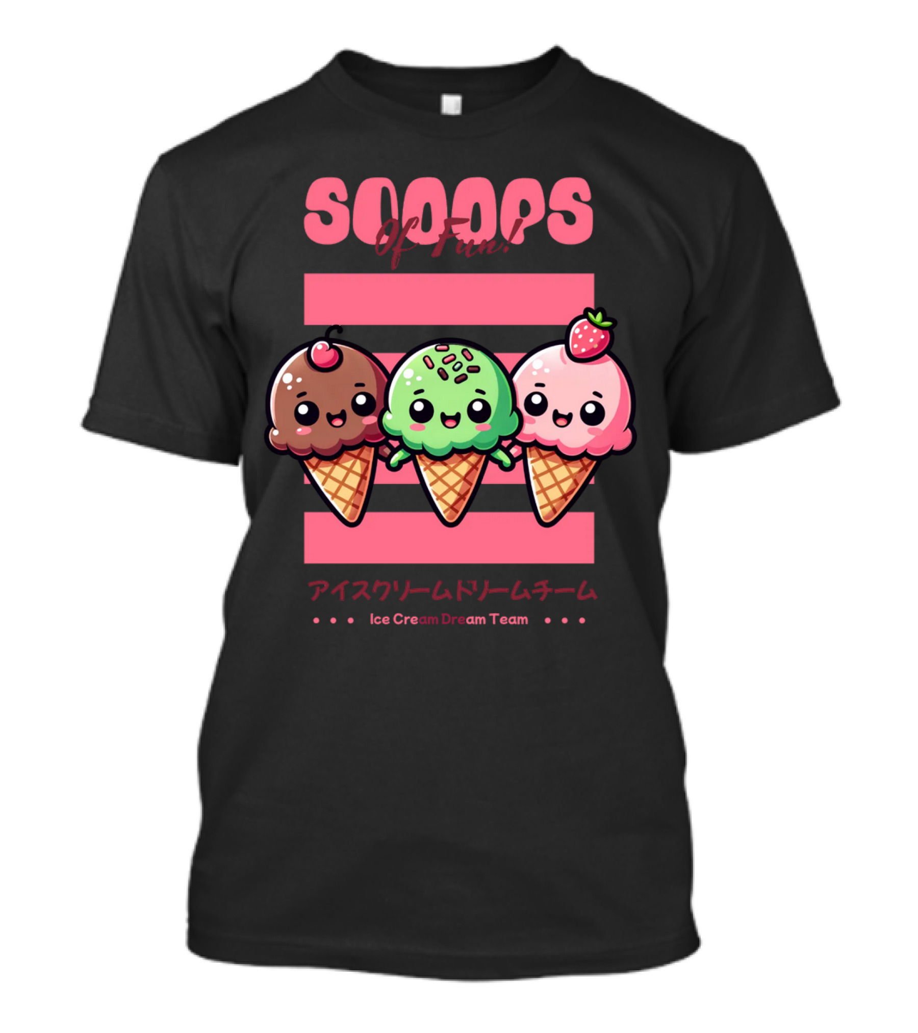 Scoops Of Fun Ice Cream Dream Team Kawaii Cones T-Shirt