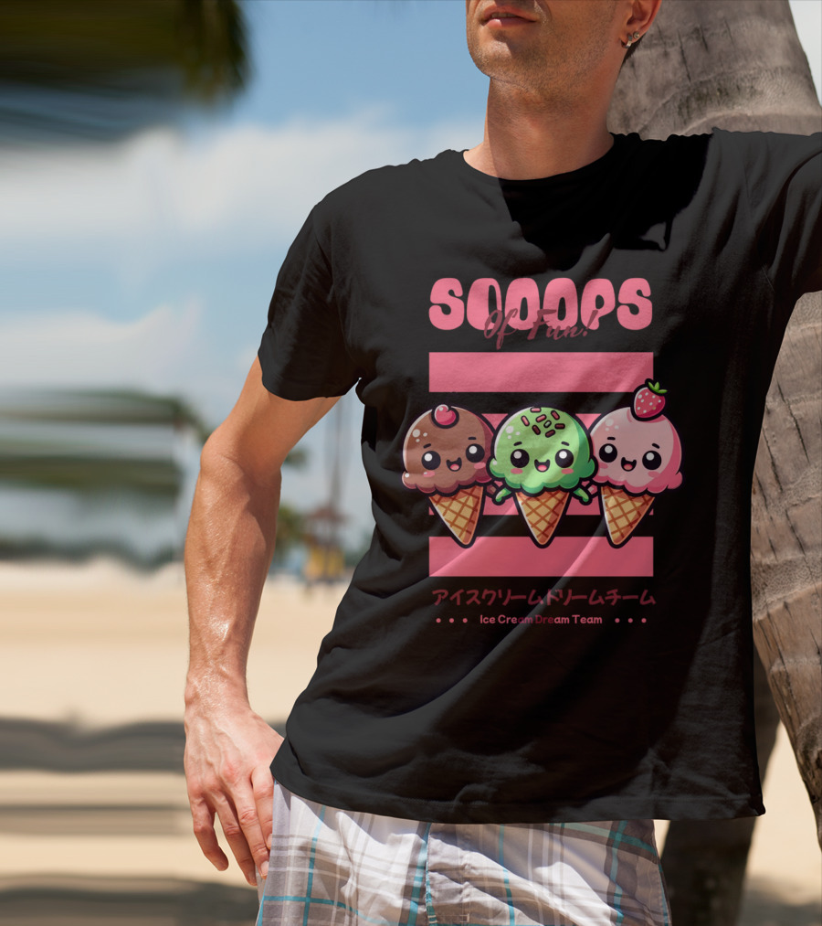Scoops Of Fun Ice Cream Dream Team Kawaii Cones T-Shirt