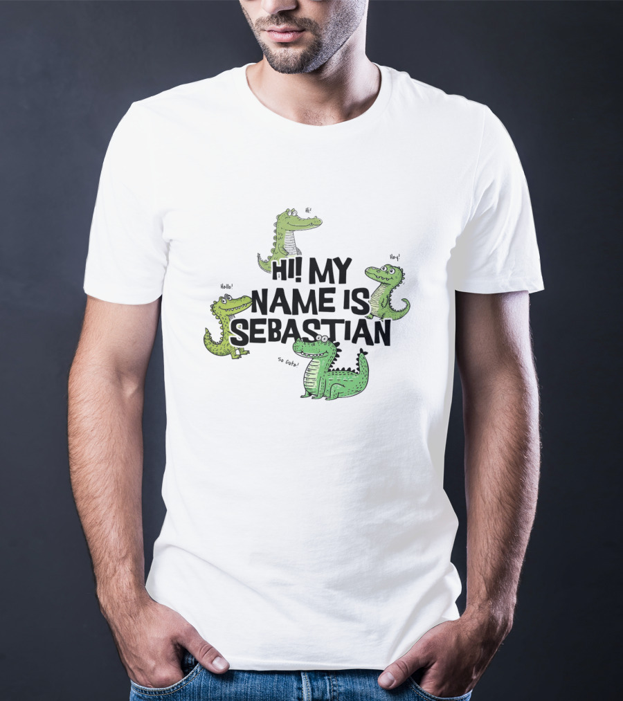 Hi My Name Is Sebastian Crocodile Greetings T-Shirt