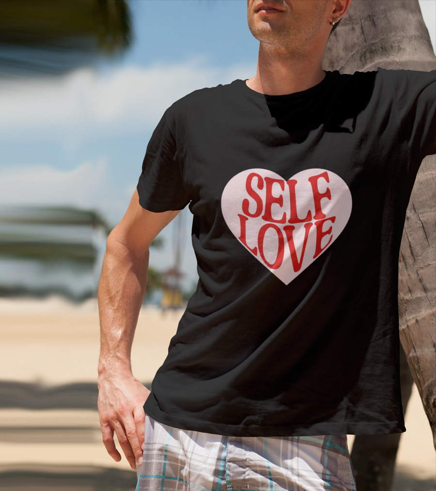 SELF LOVE Heart Retro Bold Typography T-Shirt