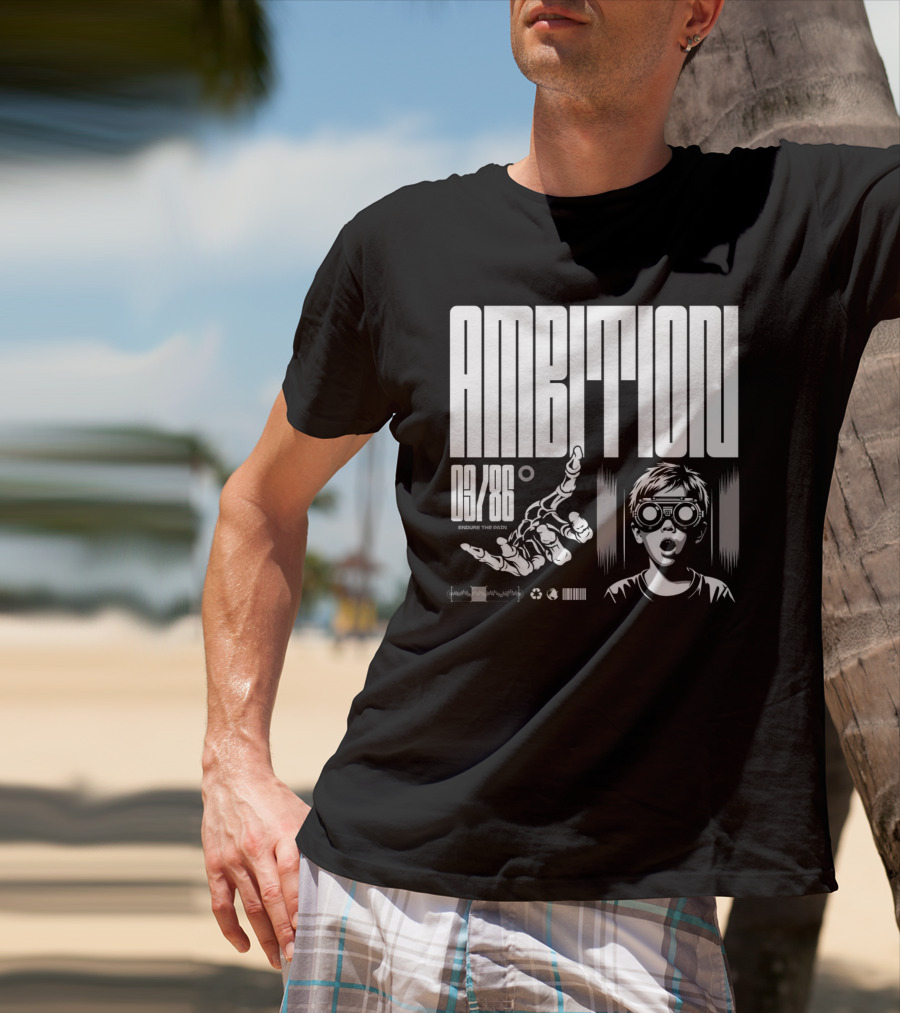 AMBITION 03/86 Embrace The Dawn Child With Goggles And Robotic Hand T-Shirt